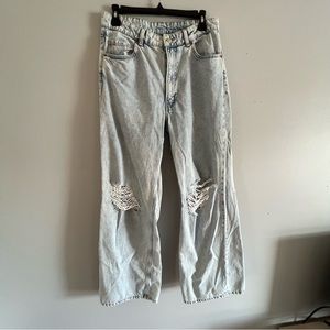 H&M Wide Leg Jeans with Knee rips Size 10